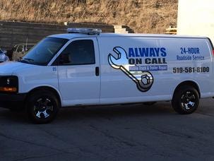 Always On Call white service van rear view